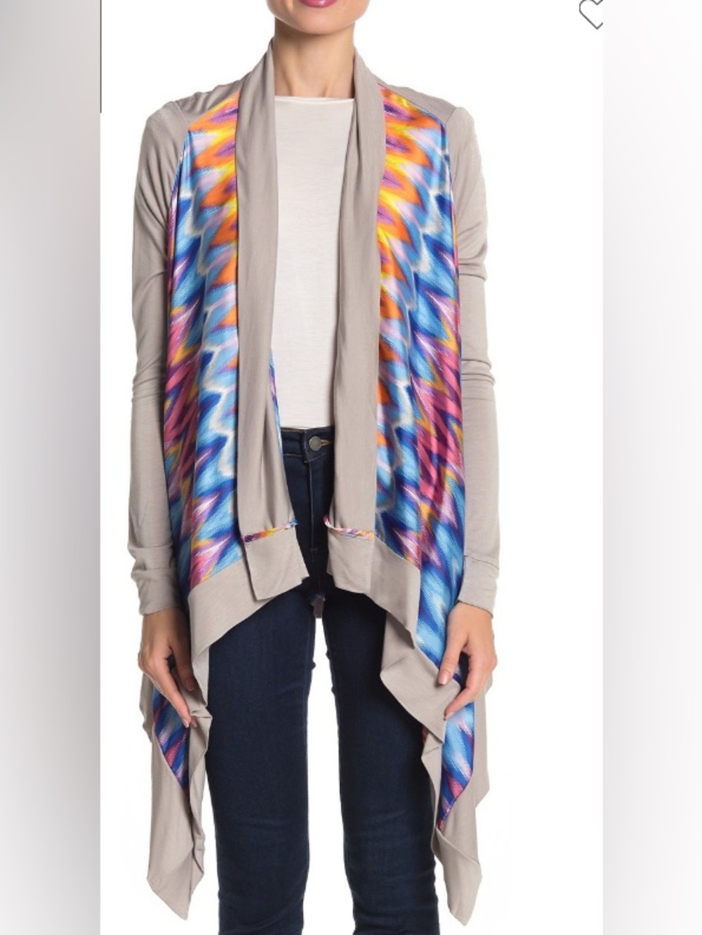 Vertigo Electric Sea Open Front Drape Cardigan NWT XL